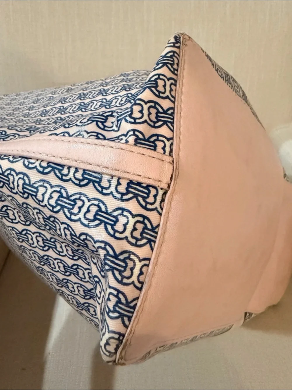 Tory Burch Gemini Link Tote Pink Navy White + Dust Bag